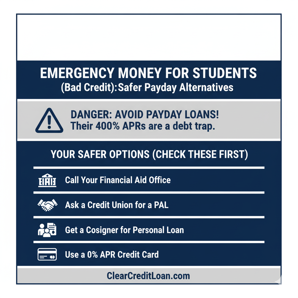 A guide to safer emergency loans for students with bad credit and payday alternatives