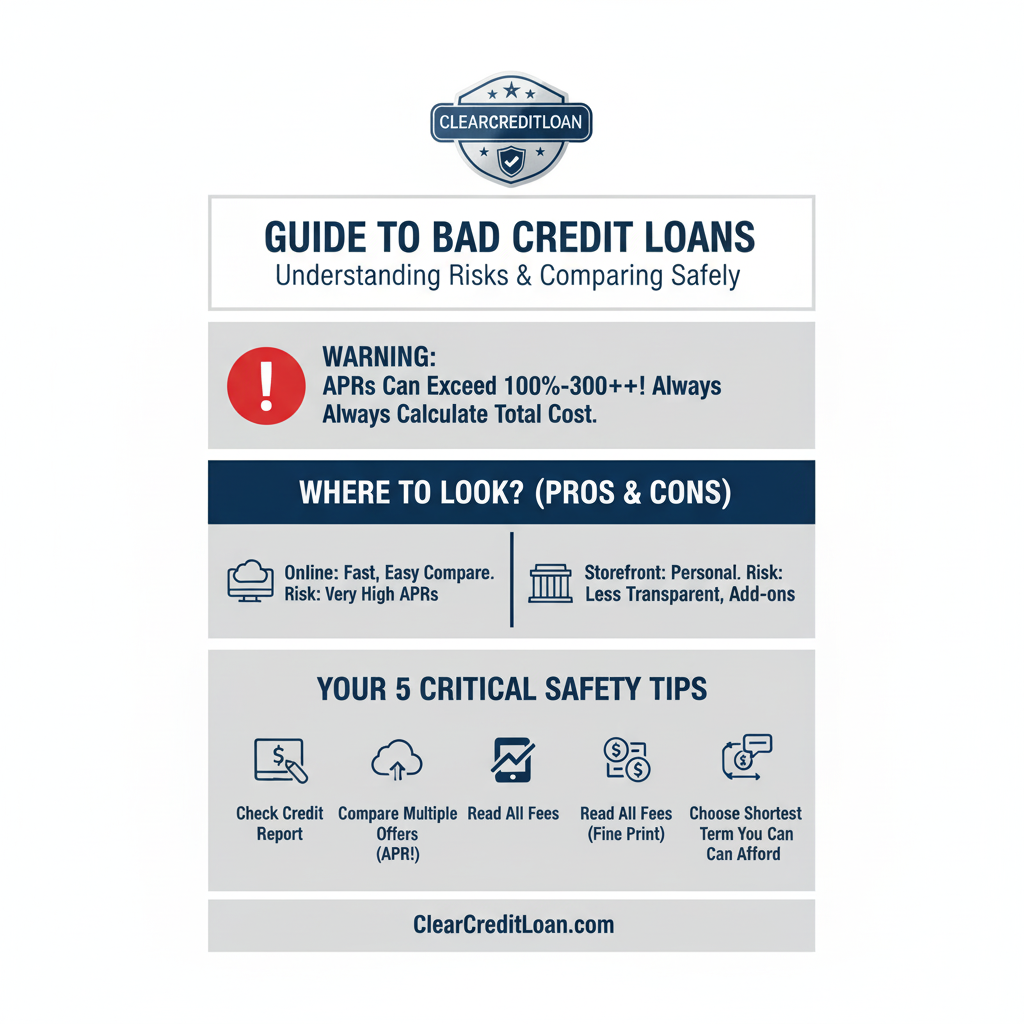 Infographic comparing online vs storefront bad credit loans options