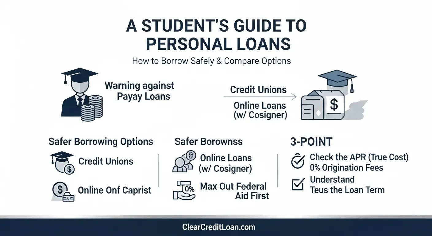 A Guide to Safer Student Personal Loans and How to Compare Them - ClearCreditLoan Infographic