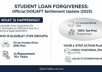 An infographic explaining the new 2025 student loan forgiveness plan for IDR borrowers.