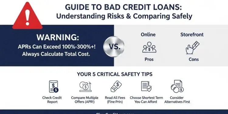 Infographic comparing online vs storefront bad credit loans options