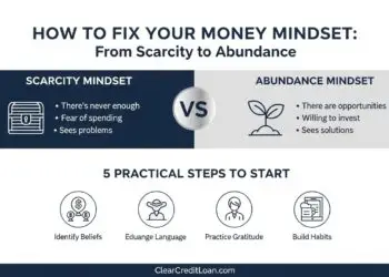 5 Ways to Fix Your Money Mindset from Scarcity to Abundance Infographic - ClearCreditLoan
