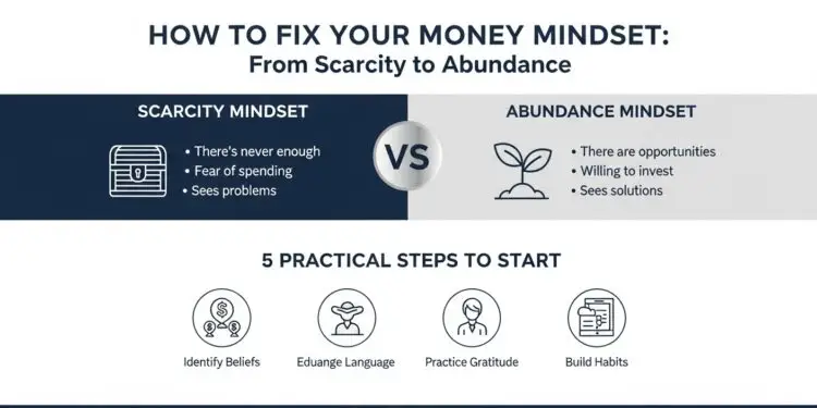 5 Ways to Fix Your Money Mindset from Scarcity to Abundance Infographic - ClearCreditLoan