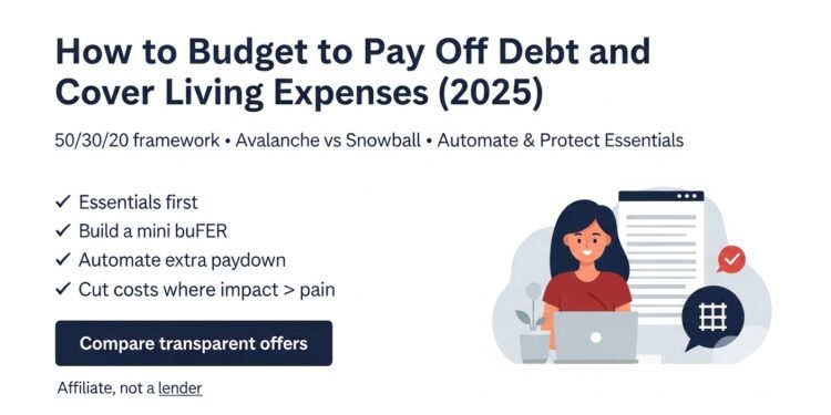 How to budget to pay off debt and cover living expenses with a simple plan, APR tips, and a 7-step checklist.