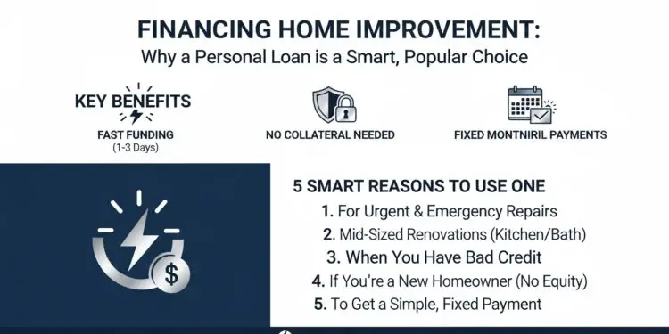An infographic showing 5 smart reasons to use a personal loan for home improvement